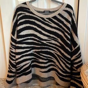 Black and tan zebra striped sweater. From Express size large.